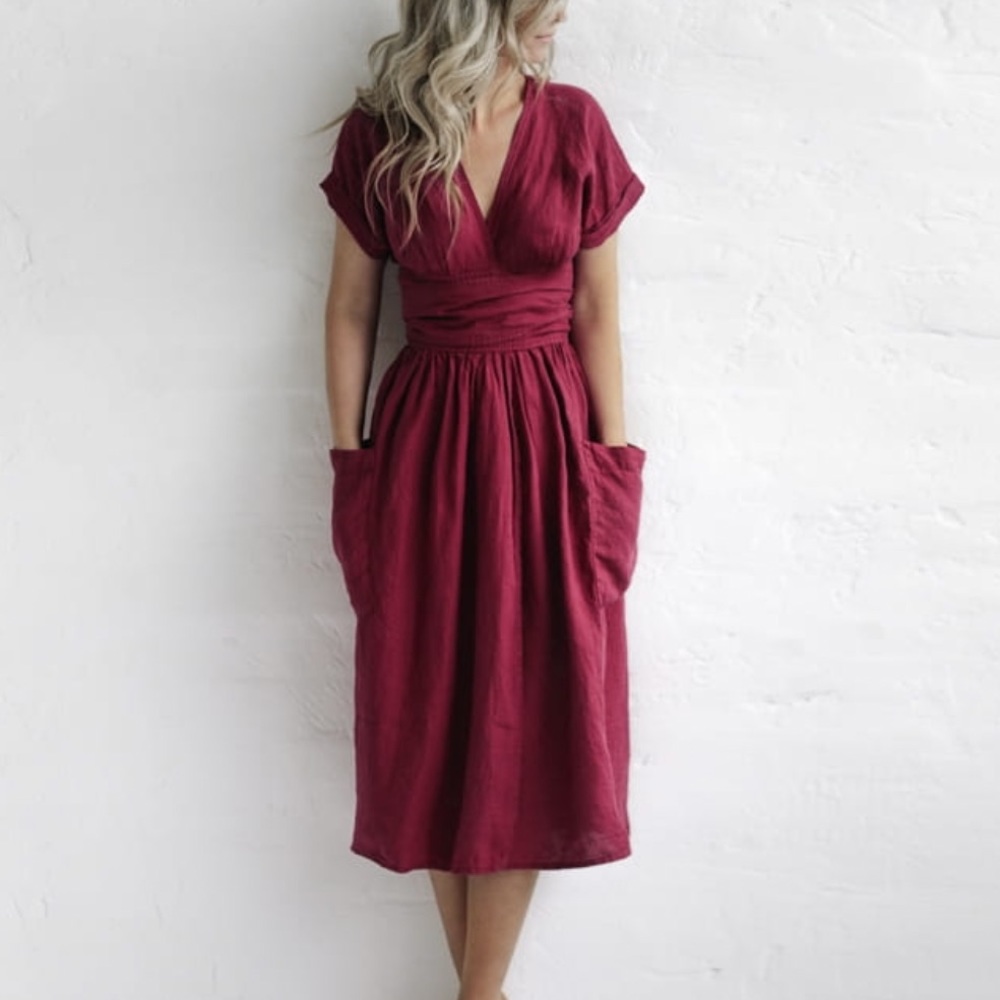 Linen kimono dress emerald